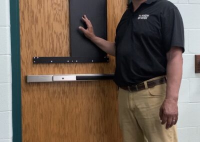 man with closed window armor